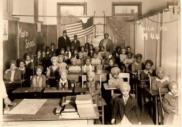 Students and instructors at a Moorish school in Philadelphia, Pennsylvania, in 1944