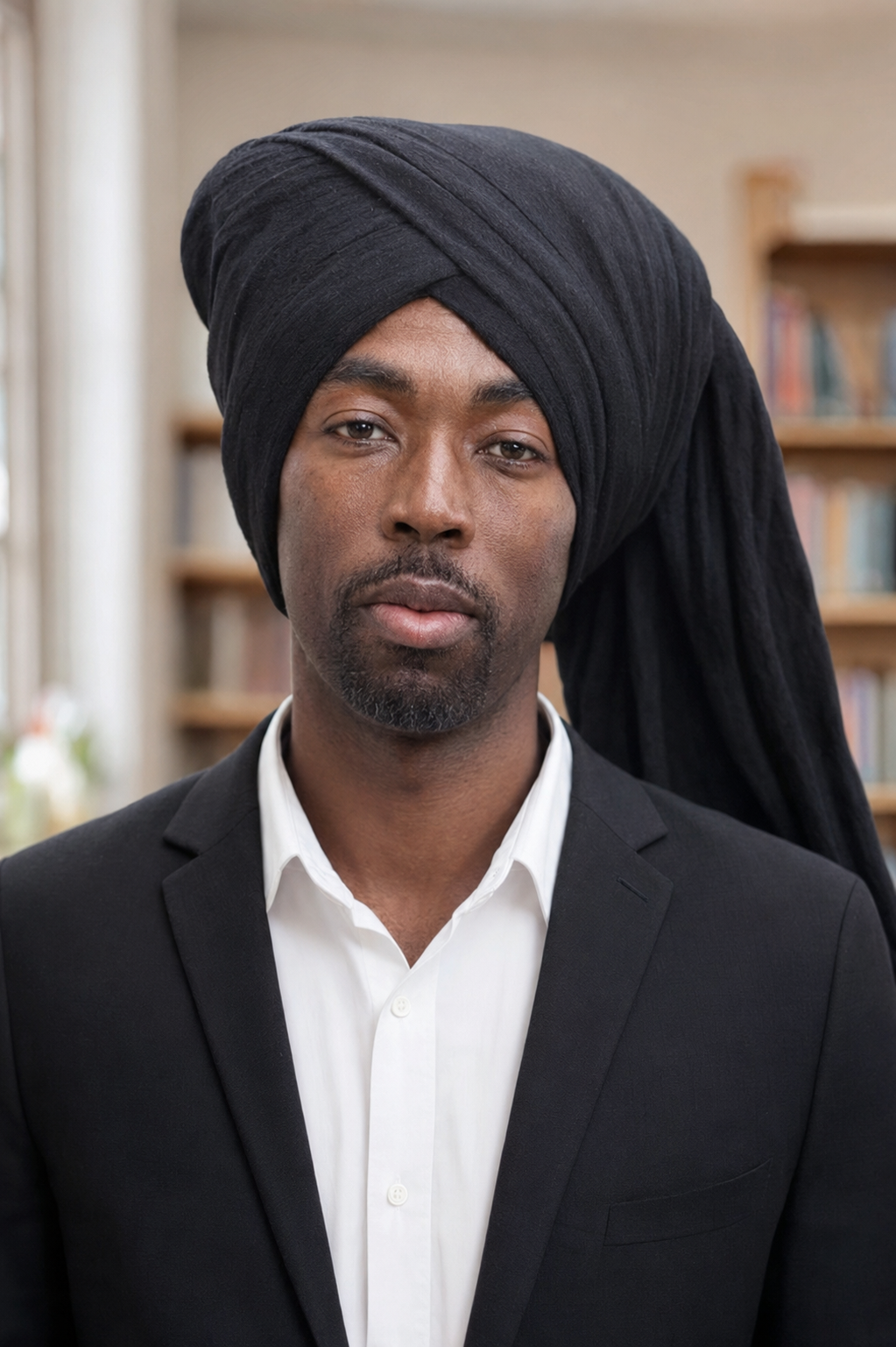 Instructor Shamsud Din Qa'id Khatib Bey wearing a black turban